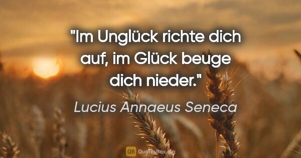 Lucius Annaeus Seneca Zitat: "Im Unglück richte dich auf,
im Glück beuge dich nieder."