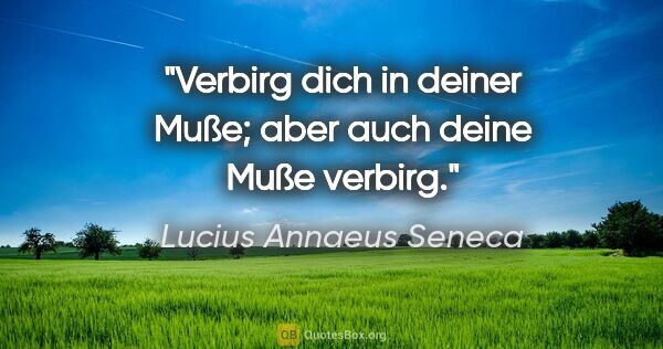 Lucius Annaeus Seneca Zitat: "Verbirg dich in deiner Muße; aber auch deine Muße verbirg."