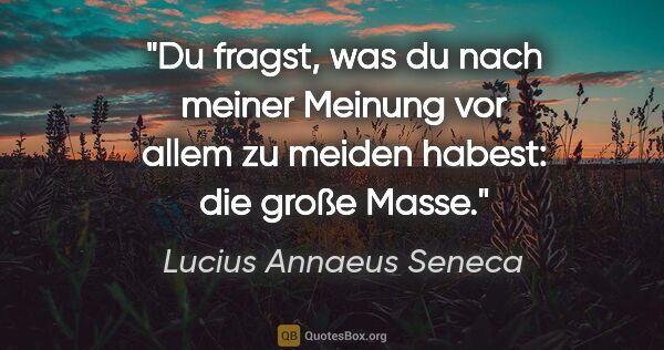 Lucius Annaeus Seneca Zitat: "Du fragst, was du nach meiner Meinung vor allem zu meiden..."