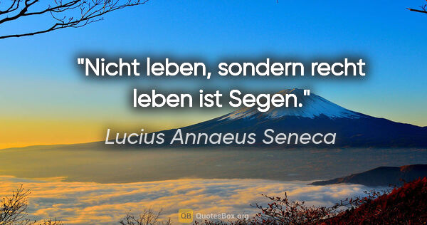 Lucius Annaeus Seneca Zitat: "Nicht leben, sondern recht leben ist Segen."