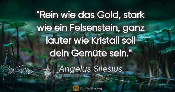 Angelus Silesius Zitat: "Rein wie das Gold, stark wie ein Felsenstein,
ganz lauter wie..."