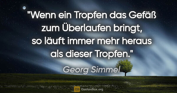 Georg Simmel Zitat: "Wenn ein Tropfen das Gefäß zum Überlaufen bringt, so läuft..."