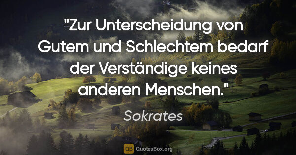 Sokrates Zitat: "Zur Unterscheidung von Gutem und Schlechtem bedarf der..."