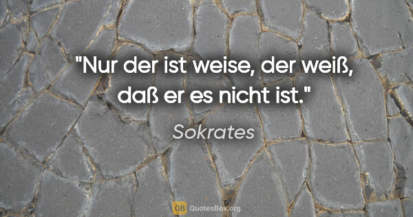 Sokrates Zitat: "Nur der ist weise, der weiß, daß er es nicht ist."