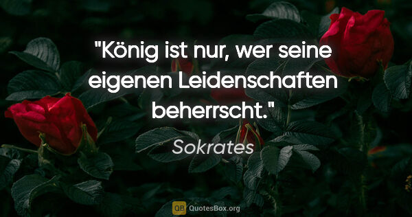 Sokrates Zitat: "König ist nur, wer seine eigenen Leidenschaften beherrscht."