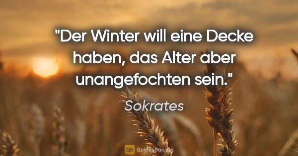 Sokrates Zitat: "Der Winter will eine Decke haben,
das Alter aber unangefochten..."