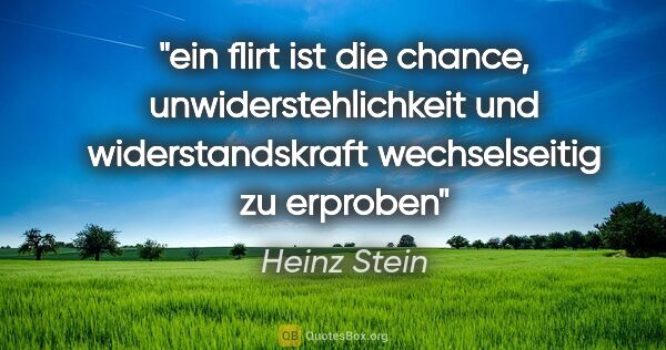 Heinz Stein Zitat: "ein flirt ist die chance, unwiderstehlichkeit und..."