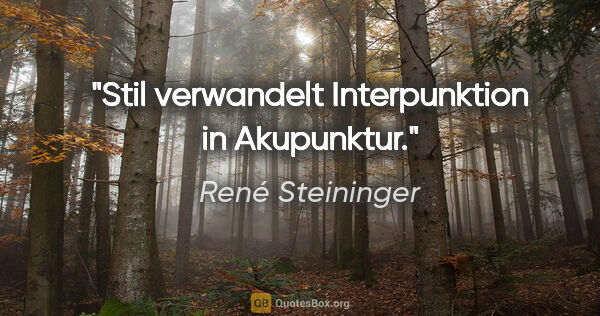 René Steininger Zitat: "Stil verwandelt Interpunktion in Akupunktur."