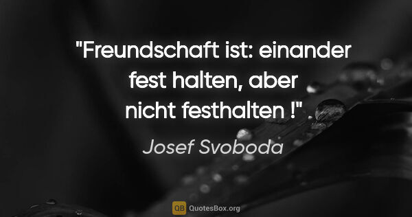 Josef Svoboda Zitat: "Freundschaft ist: einander fest halten, aber nicht festhalten !"