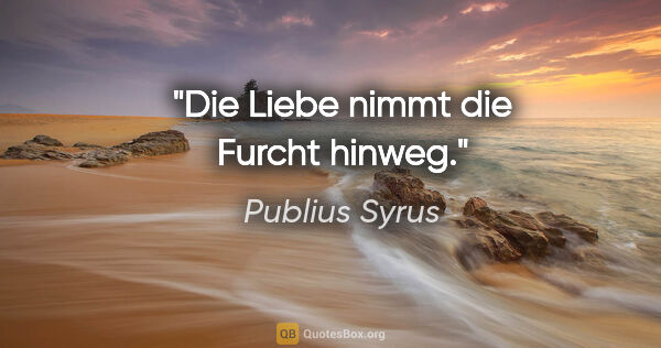 Publius Syrus Zitat: "Die Liebe nimmt die Furcht hinweg."