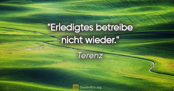 Terenz Zitat: "Erledigtes betreibe nicht wieder."