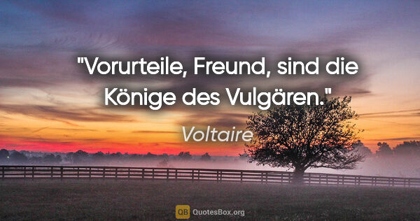 Voltaire Zitat: "Vorurteile, Freund, sind die Könige des Vulgären."