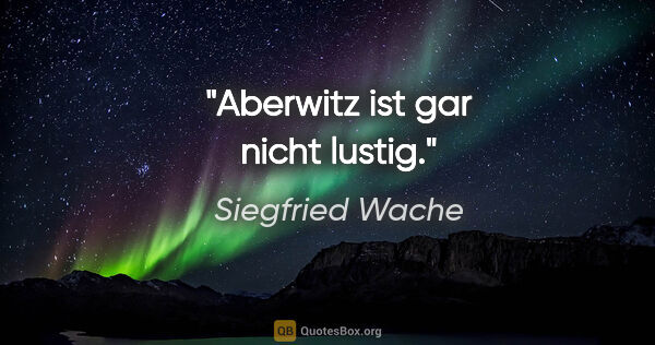 Siegfried Wache Zitat: "Aberwitz ist gar nicht lustig."