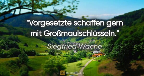 Siegfried Wache Zitat: "Vorgesetzte schaffen gern mit Großmaulschlüsseln."