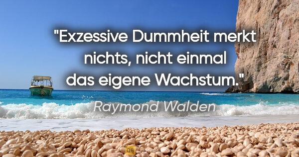 Raymond Walden Zitat: "Exzessive Dummheit merkt nichts,
nicht einmal das eigene..."
