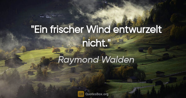 Raymond Walden Zitat: "Ein frischer Wind entwurzelt nicht."