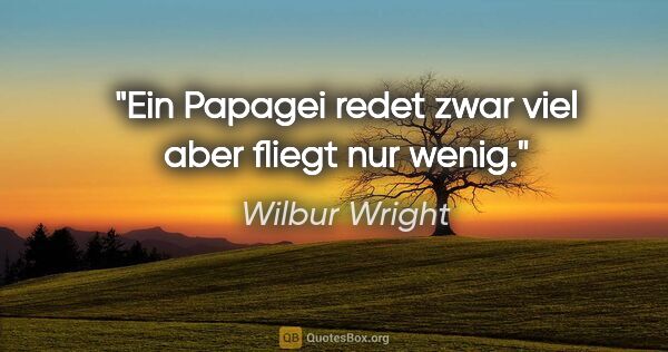 Wilbur Wright Zitat: "Ein Papagei redet zwar viel aber fliegt nur wenig."