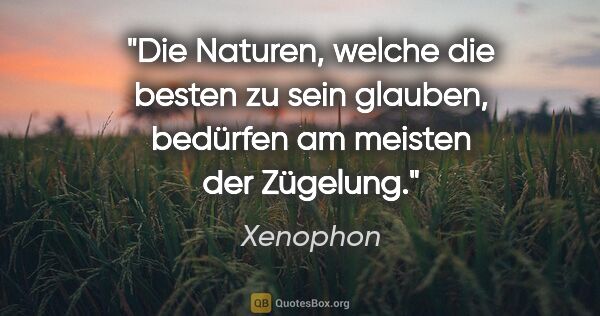 Xenophon Zitat: "Die Naturen, welche die besten zu sein glauben, bedürfen am..."