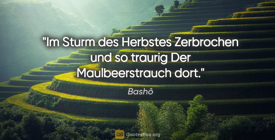 Bashô Zitat: "Im Sturm des Herbstes
Zerbrochen und so traurig
Der..."