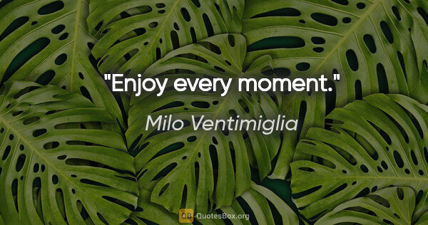 Milo Ventimiglia quote: "Enjoy every moment."