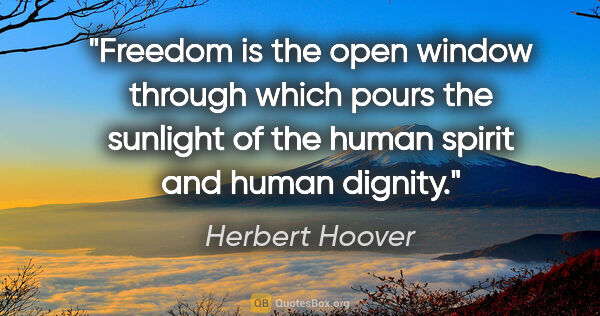 Herbert Hoover quote: "Freedom is the open window through which pours the sunlight of..."