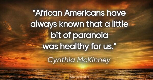 Cynthia McKinney quote: "African Americans have always known that a little bit of..."