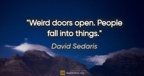 David Sedaris quote: "Weird doors open. People fall into things."