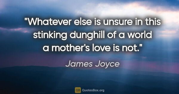 James Joyce quote: "Whatever else is unsure in this stinking dunghill of a world a..."