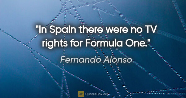 Fernando Alonso quote: "In Spain there were no TV rights for Formula One."
