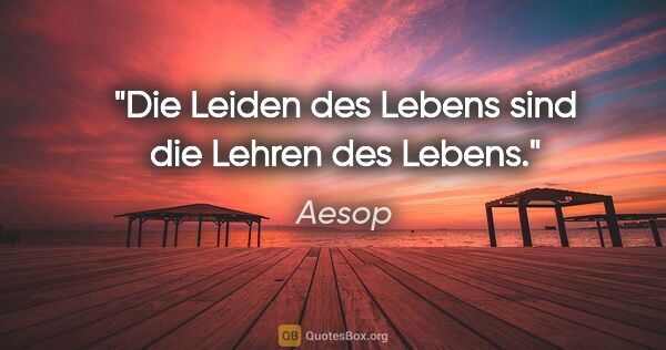 Aesop Zitat: "Die Leiden des Lebens sind die Lehren des Lebens."