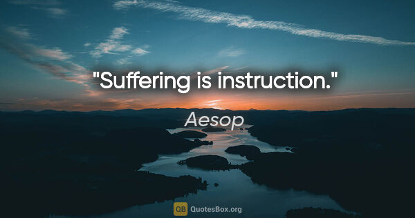 Aesop Zitat: "Suffering is instruction."