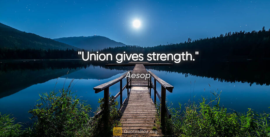 Aesop Zitat: "Union gives strength."
