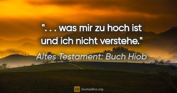 Altes Testament: Buch Hiob Zitat: ". . . was mir zu hoch ist und ich nicht verstehe."