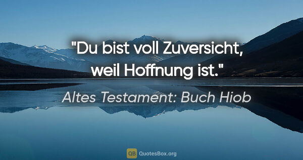 Altes Testament: Buch Hiob Zitat: "Du bist voll Zuversicht, weil Hoffnung ist."