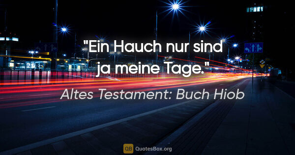 Altes Testament: Buch Hiob Zitat: "Ein Hauch nur sind ja meine Tage."