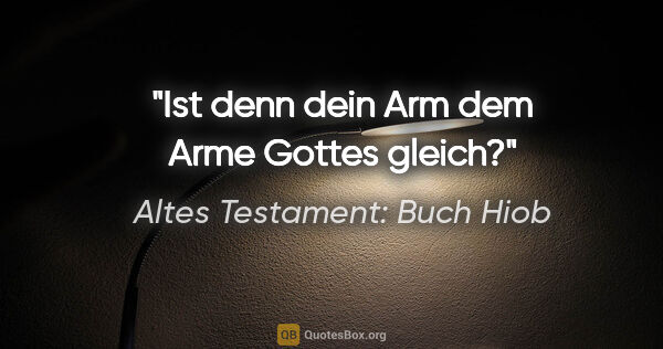 Altes Testament: Buch Hiob Zitat: "Ist denn dein Arm dem Arme Gottes gleich?"