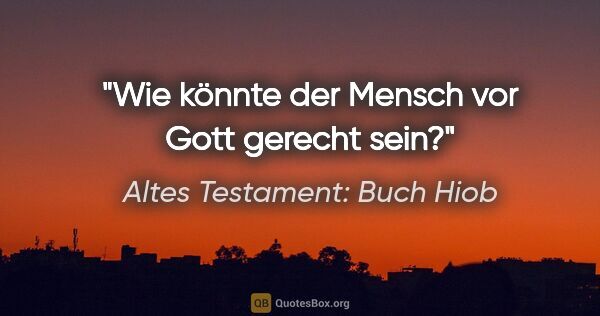Altes Testament: Buch Hiob Zitat: "Wie könnte der Mensch vor Gott gerecht sein?"