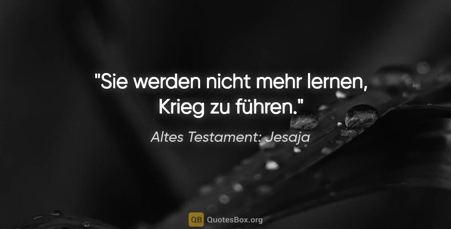 Altes Testament: Jesaja Zitat: "Sie werden nicht mehr lernen, Krieg zu führen."