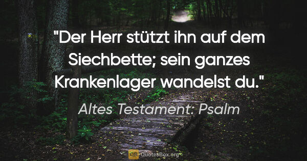 Altes Testament: Psalm Zitat: "Der Herr stützt ihn auf dem Siechbette; sein ganzes..."