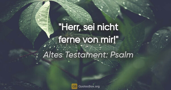 Altes Testament: Psalm Zitat: "Herr, sei nicht ferne von mir!"