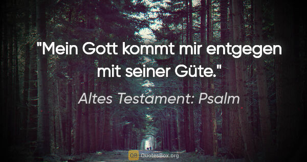 Altes Testament: Psalm Zitat: "Mein Gott kommt mir entgegen mit seiner Güte."