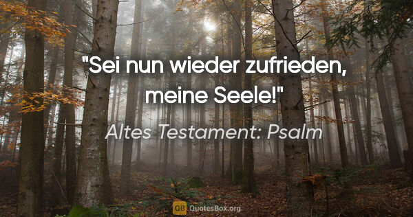 Altes Testament: Psalm Zitat: "Sei nun wieder zufrieden, meine Seele!"