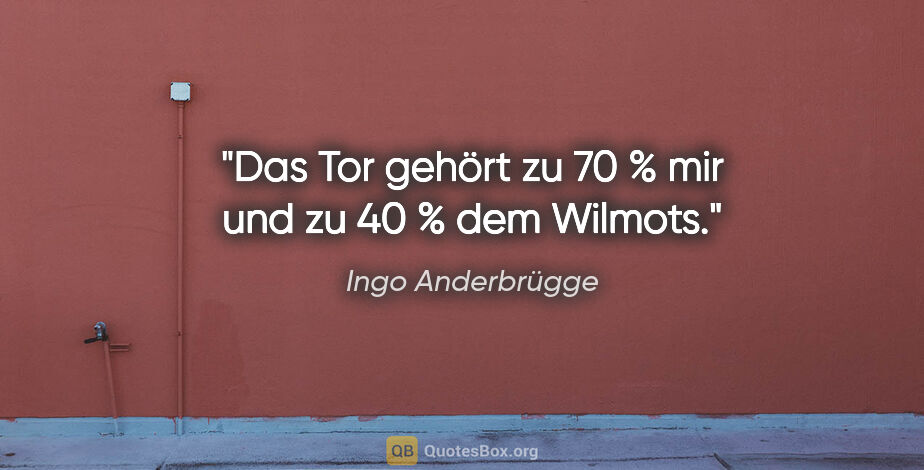 Ingo Anderbrügge Zitat: "Das Tor gehört zu 70 % mir und zu 40 % dem Wilmots."