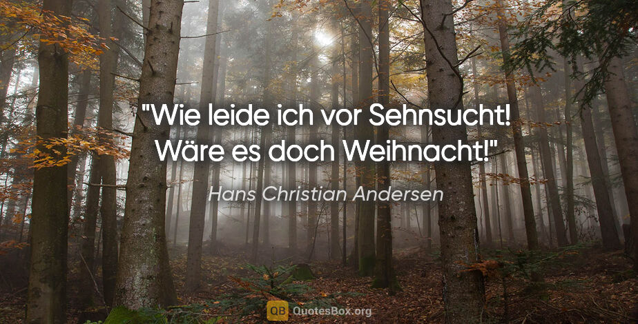 Hans Christian Andersen Zitat: "Wie leide ich vor Sehnsucht! Wäre es doch Weihnacht!"