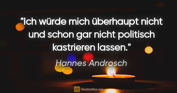 Hannes Androsch Zitat: "Ich würde mich überhaupt nicht und schon gar nicht politisch..."