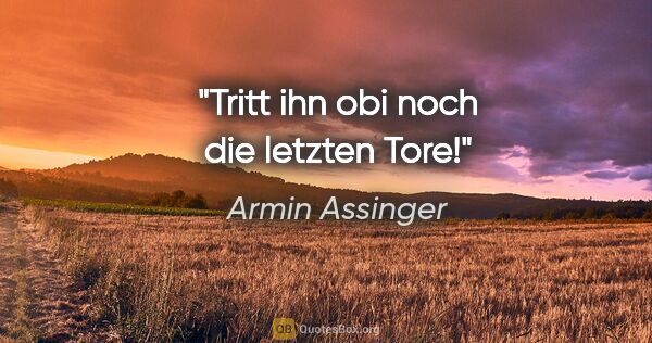 Armin Assinger Zitat: "Tritt ihn obi noch die letzten Tore!"