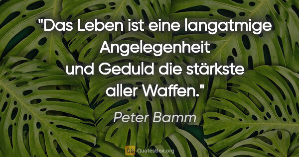 Peter Bamm Zitat: "Das Leben ist eine langatmige Angelegenheit und Geduld die..."