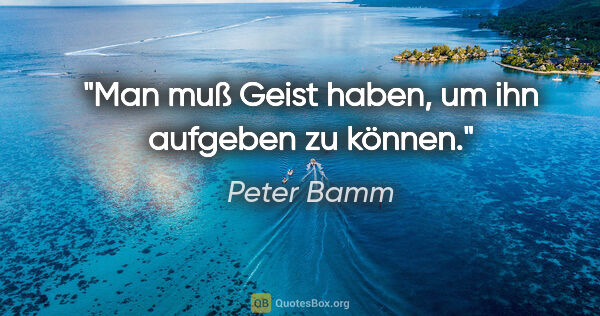 Peter Bamm Zitat: "Man muß Geist haben, um ihn aufgeben zu können."
