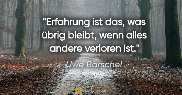 Uwe Barschel Zitat: "Erfahrung ist das, was übrig bleibt, wenn alles andere..."