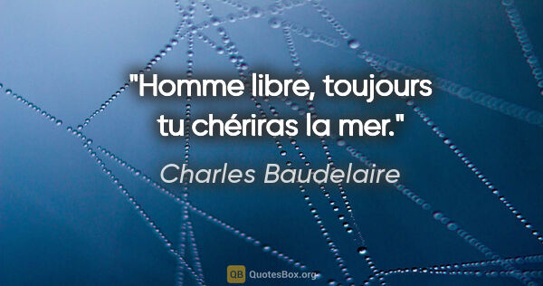 Charles Baudelaire Zitat: "Homme libre, toujours tu chériras la mer."
